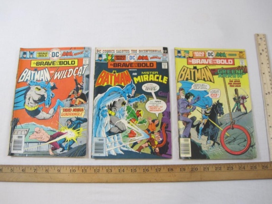 Three DC The Brave and the Bold Comic Books Nos. 127-129 June-September 1976, comics have some wear,