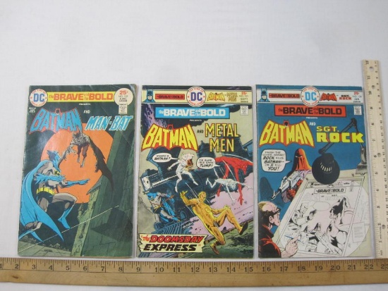 Three DC The Brave and the Bold Comic Books Nos. 119, 121 & 124, June 1975-January 1976, comics have