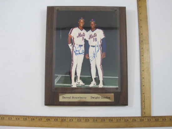 Display of Autographed New York Mets Players Darryl Strawberry and Dwight Gooden, 3 lbs
