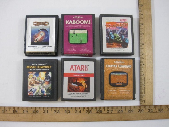Lot of 6 ATARI Game Cartridges including Journey Escape, Kaboom!, Chopper Command, Moon Patrol,