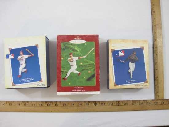 Three Baseball At the Ballpark Collector's Series Hallmark Keepsake Ornaments including Barry Bonds,