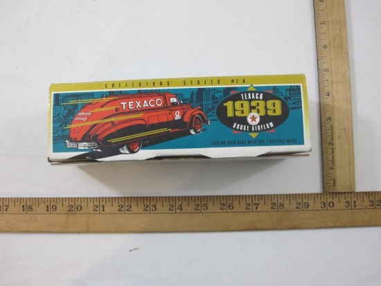 1939 Texaco Dodge Airflow Diecast Metal Locking Coin Bank with Key, Collectors' Series #10, ERTL, in