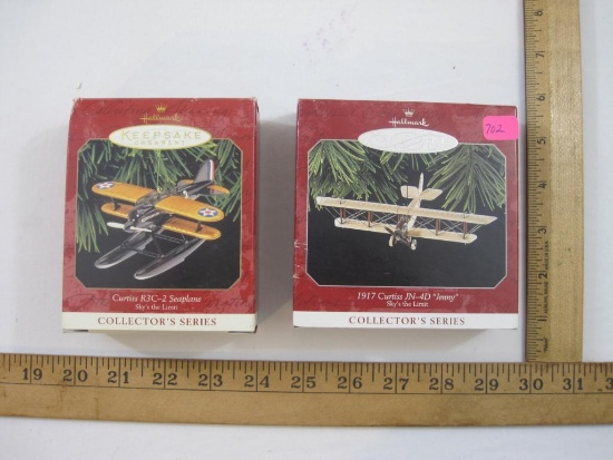 Two Collector's Series Sky's the Limit Hallmark Keepsake Ornaments including Curtiss R3C-2 Seaplane