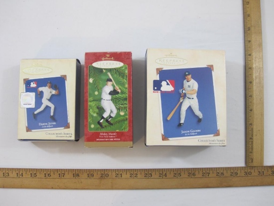 Three New York Yankees Baseball Collector's Series Hallmark Keepsake Ornaments including Mickey