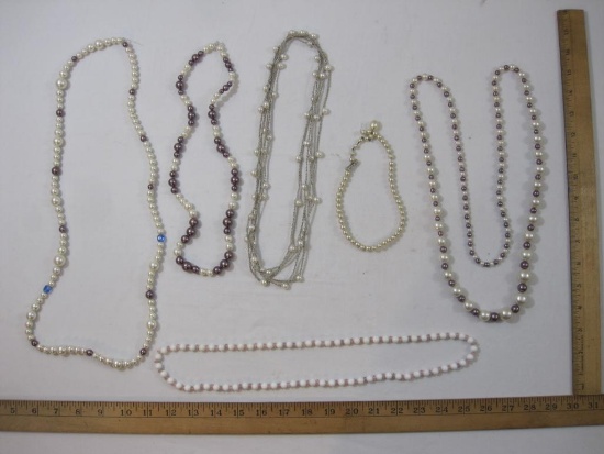 Lot of Faux Pearl Necklaces, 8 oz