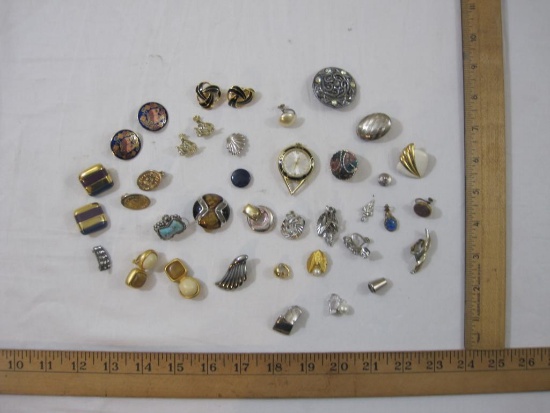 Lot of Assorted Clip-On Earrings and Jewelry including Cloisonne earrings and more, 7 oz