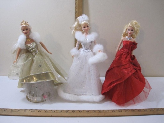 Three Collector's Edition Barbie Dolls including Winter's Reflection Barbie, Celebration Barbie