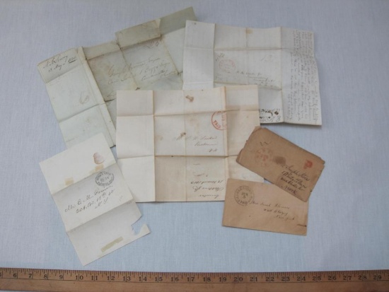 Six Stampless Covers from 1800s including Postmarks from Charlestown Mass, Elmira NY, and more