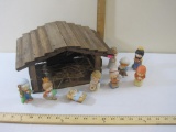Enesco Porcelain Nativity Set and Wooden Creche, see pictures for included pieces, figures and