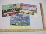 Three Vintage Hillman Sedan Sales Brochures/Foldout Posters 1956 & 1959, Rootes Service, 7 oz
