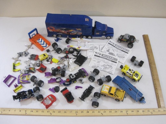 Lot of Hot Wheels Mechanix and Assorted Car Parts including Hummer, Dodge Viper and more, 5 lbs