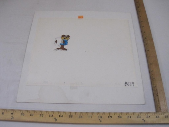 Sugar Bear Animation Production Cel from 1980s Commercial, BE19, attached to cardstock, due to