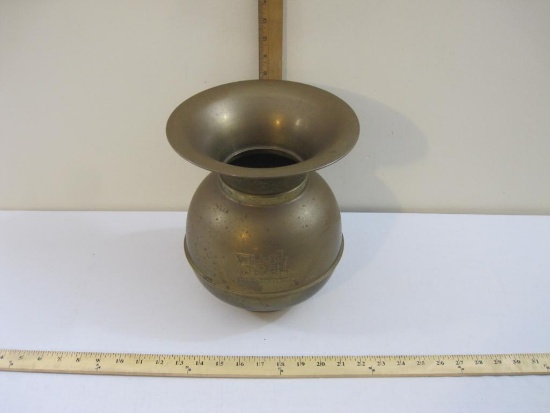 Union Pacific RR Railroad Brass Spitoon with Locomotive, AS IS, see pictures for crack, 1 lb 14 oz