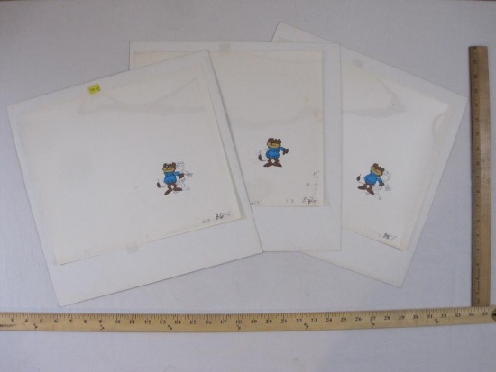 Three Sequential Sugar Bear Animation Production Cels from 1980s Commercial, B6, B7, B8, attached to