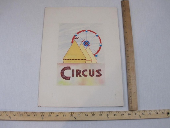 Vintage Circus Advertising Artwork by FF Rano, on thick cardstock, due to size of artwork shipping