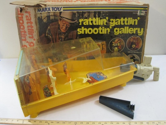 Rattlin' Gattlin' Shootin' Gallery, 1976 Louis Marx Toys, in original box, 6 lbs 12 oz