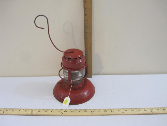 Embury No. 40 Traffic Gard Kerosene Lamp, red with clear glass globe, 1 lb 13 oz