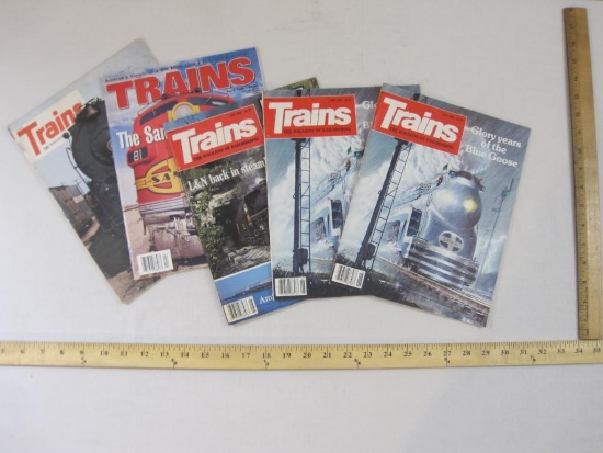 Five Issues of Trains Magazine: August 1975, June 1985, May 1986 and April 1996, 1 lb 11 oz