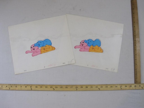 Two Sequential The Great Space Coaster TV Animation Production Cels featuring The Huggles Fluffy,
