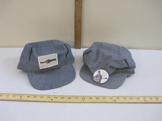 Two Railroad Engineer Hats including Amtrak (Size-A-Just One Size) and Action Products Size Large