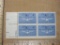 Block of four 1961 4 cent Naval Aviation US postage stamps (#1185)