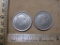 Two 1957 50 Peseta Coins, #59 and #60 with edge writing Una Grande Libre