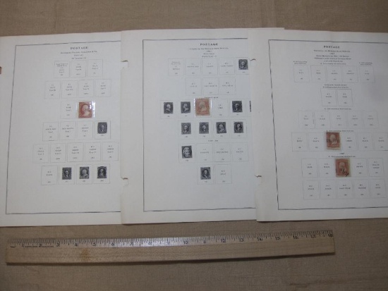 Nineteenth Century US postage stamps (1857 to 1867) on display pages, including 3 cent George
