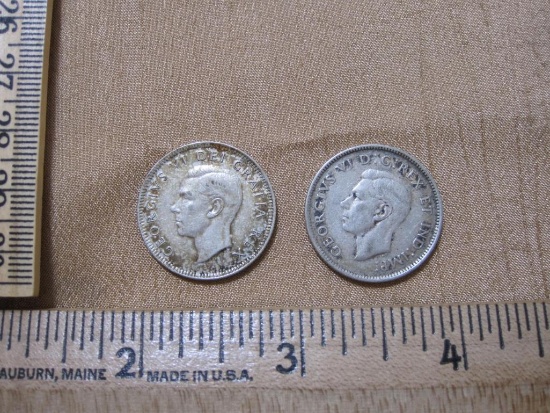1949 and 1943 Silver Canadian Quarters, 11.6g