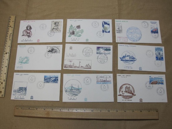 French Southern and Antarctic Lands lot of 9 First Day of Issue covers, from 1981, 1983 and 1986