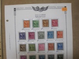 1938 Through 1943 Presidential US Stamps, each in individual holders on a display page