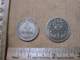 1928 1 Escudo Coin and 1917 4 Centavos Coin, both from Portugal