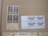 William Shakespeare block of four 5 cent US postage stamps (#1250) and American Music block of 5