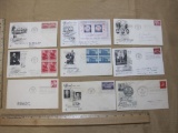 Eight 1956 First Day of Issue covers (including Statue of Liberty stamps, Booker T. Washington