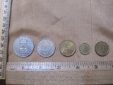 1986 Portugal 5 Coin Set: 1, 5, 10, 20, and 50 Escudos, excellent condition