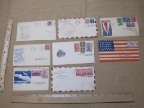 Batch of stamped, addressed envelopes, postmarked from the 1930s through 1963.