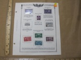 Display Page of US Postage Stamps including Corregidor and Motion Picture (in holders) and other