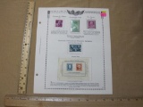 1947-48 US Postage and Souvenier Sheet 100th Anniversary of US Postage Stamps, hinged or in a