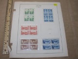 Display page with Special Printing of 1935 National Parks US postage stamps. The blocks of four