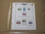 Display Page of US Stamps, Washington Sesquicentennial 1950 and Boy Scouts, RR Engineers and Midwest