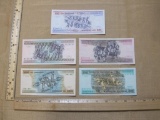 Five Brazil Paper Currency Notes including 100, 200, 500, 1000 & 5000 Cruzeiros Denominations