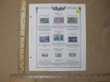1953 Commemorative US Postage Stamps, display page includes Sagamore Hill, Amaerican Bar