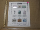 Display Page of 1956 US Postage, Includes Devil's Tower, Wildlife Conservation stamps, Nassau Hall