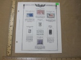 Display page with US Postage stamps, 1957-1958, hinged or in individual holders
