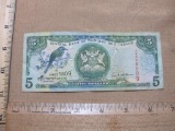 Trinidad and Tobago 5 Dollar Paper Currency Note, series 2002