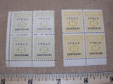 Italy Allied Military Postage - Block of four 25 Centisimi Stamps, Block of four 60 Centisimi