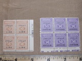 Italy Allied Military Postage - Block of six 50 Centisimi Stamps, Block of four 10 Lire Stamps, 1943