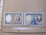 Two 25 Pesetas Paper Currency Notes from Spain including 1928 & 1931