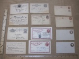 Lot of 12 pieces of correspondence, mostly early (1874 to 1889) postcards that acknowledge orders or
