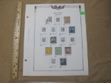 1922-1926 US Postage Stamps, in individual holders mounted on a display page - Nathan Hale, Theodore