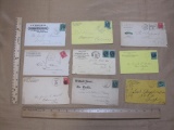 Nine late 19th-early 20th Century stamped, addressed envelopes, featuring 2 cent and 3 cent George